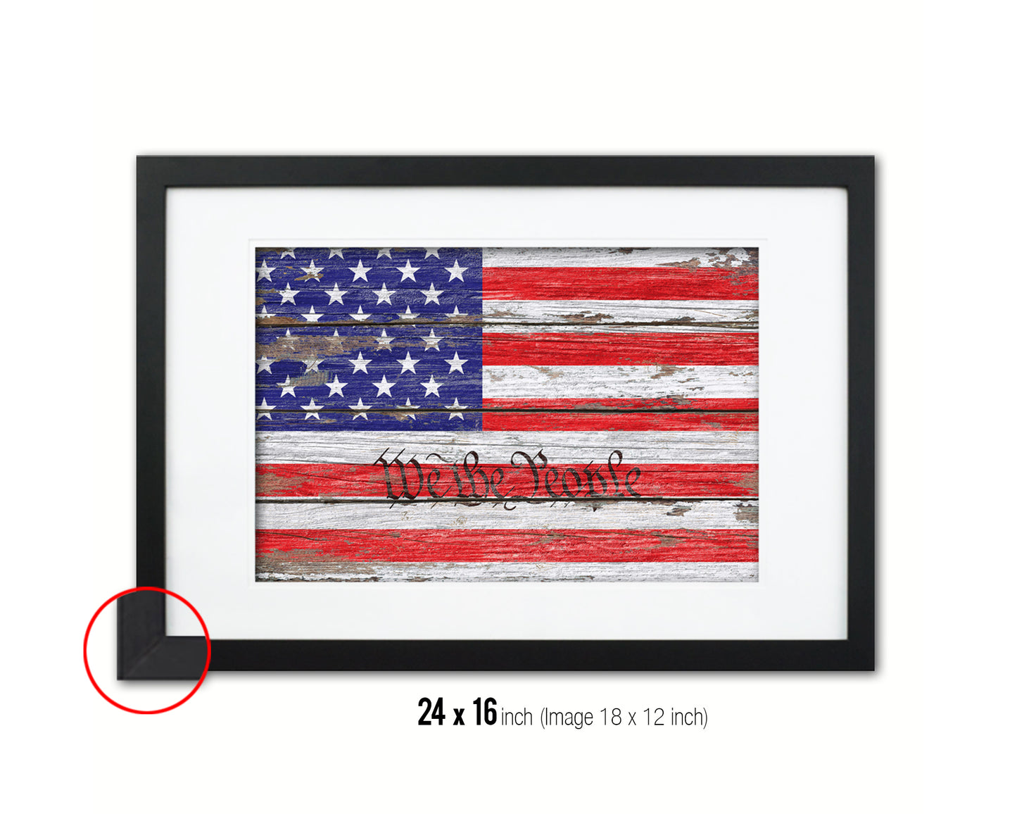 We the People Wood Rustic Flag Wood Framed Print Wall Art Decor Gifts