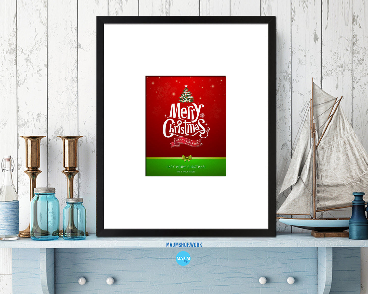 Merry Christmas Happy New Year Holiday Season Gifts Wood Framed Print Home Decor Wall Art