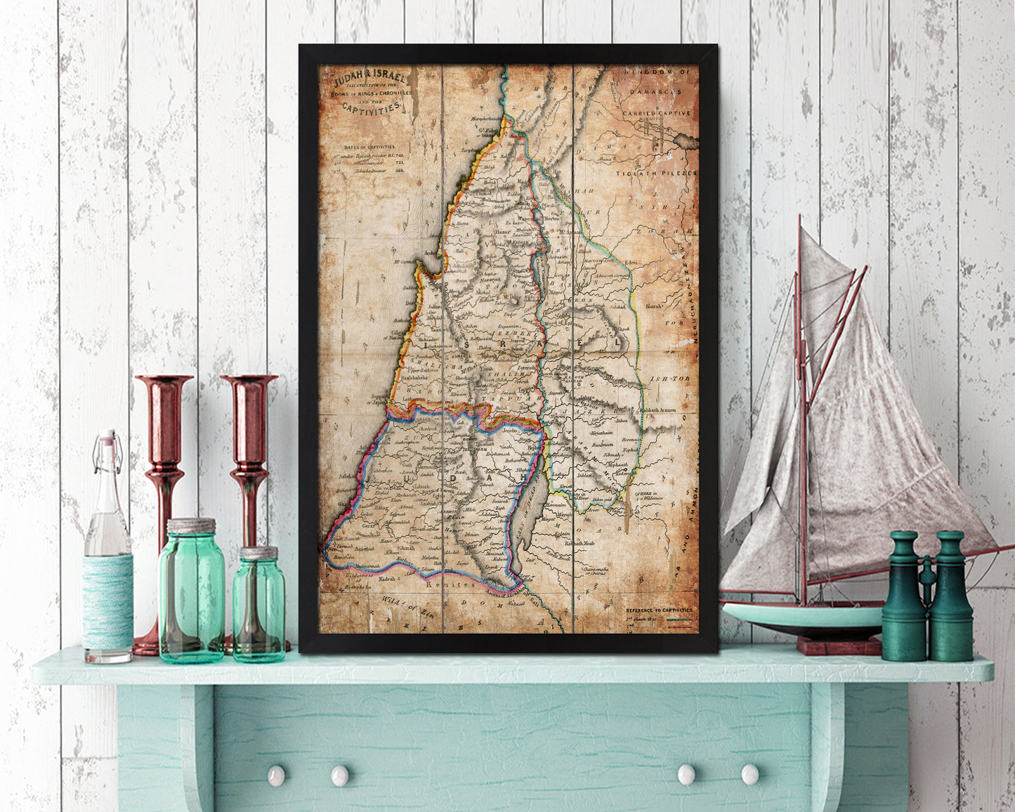 Iisrae Antique Map Wood Framed Print Art Wall Decor Gifts