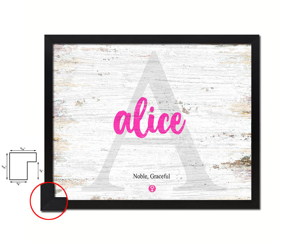 Alice Personalized Biblical Name Plate Art Framed Print Kids Baby Room Wall Decor Gifts