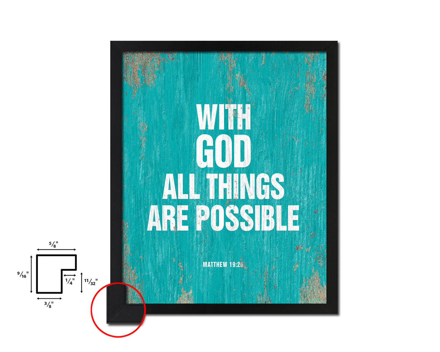 With God all things are possible, Matthew 19:26 Quote Framed Print Home Decor Wall Art Gifts