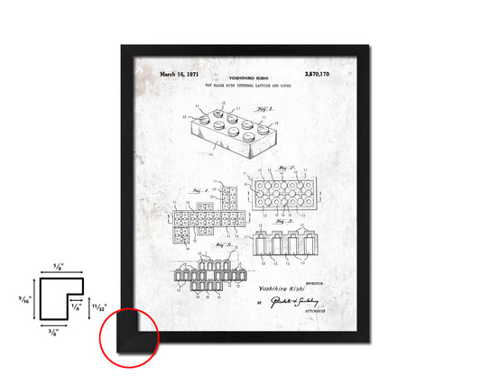 Legos Block Game Toy Vintage Patent Artwork Black Frame Print Gifts