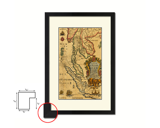 Thailand 17 Century Old Map Wood Framed Print Art Wall Decor Gifts