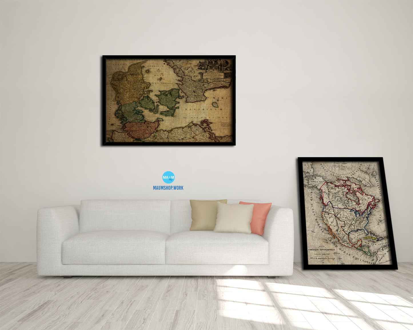 Denmark Centuries Latin Vintage Map Framed Print Art Wall Decor Gifts