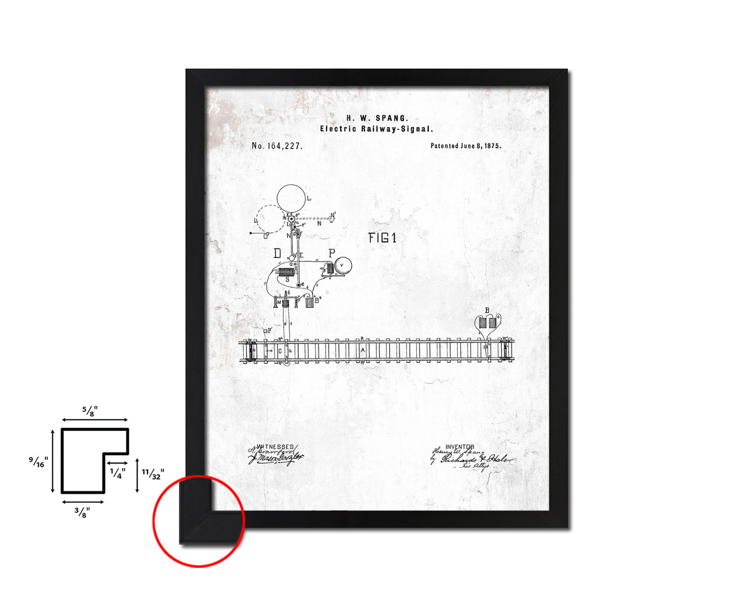 Steam Locomotive Electric Railway Signal Train Vintage Patent Artwork Black Frame Print Gifts