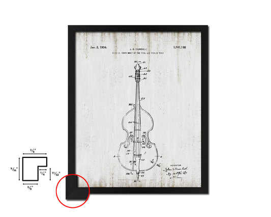 Violin Music Vintage Patent Artwork Black Frame Print Wall Art Decor Gifts