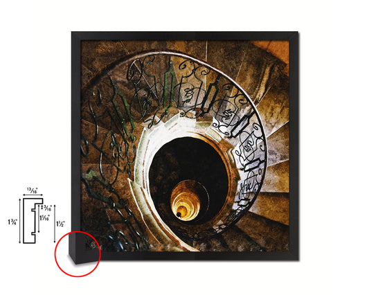 Marble Iron Vintage Spiral Staircase Wood Framed Print Interior Wall Decor Art Gifts