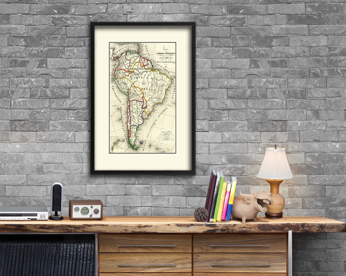 South America 1894 Old Map Wood Framed Print Art Wall Decor Gifts