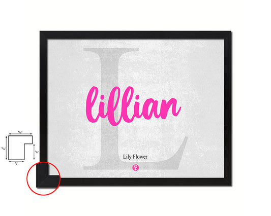 Lillian Personalized Biblical Name Plate Art Framed Print Kids Baby Room Wall Decor Gifts