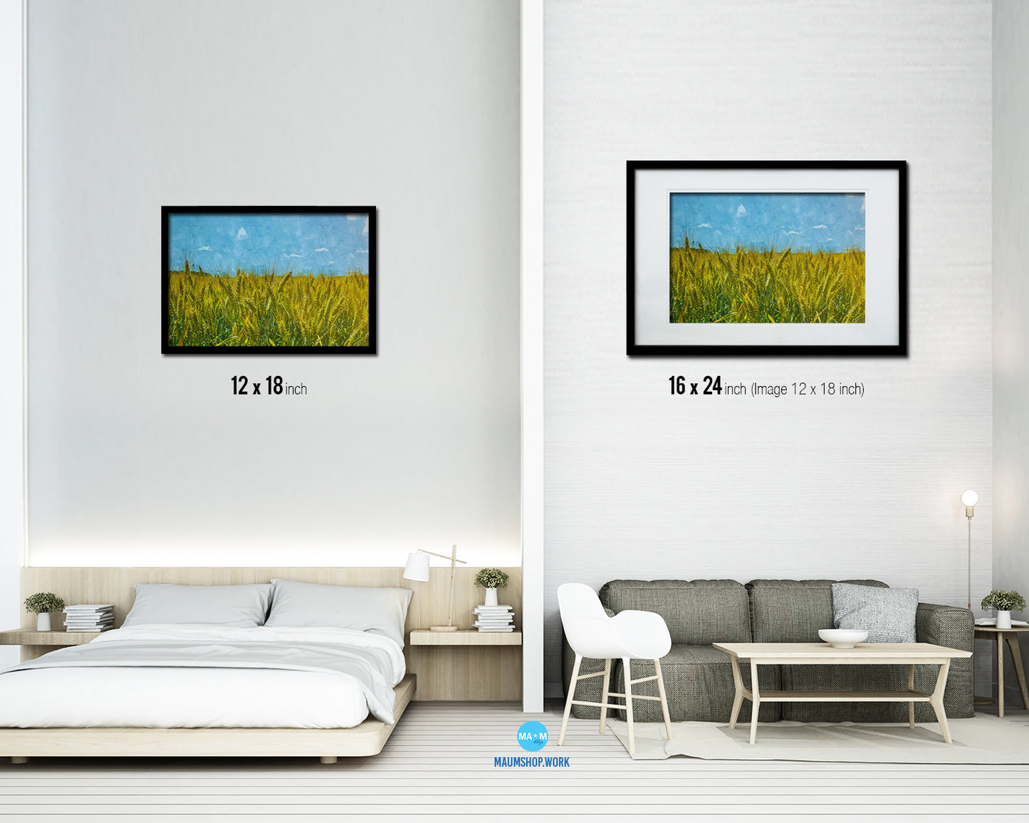 Wheat Ears Paddy Grain Field Landscape Artwork Framed Painting Print Art Wall Decor Gifts