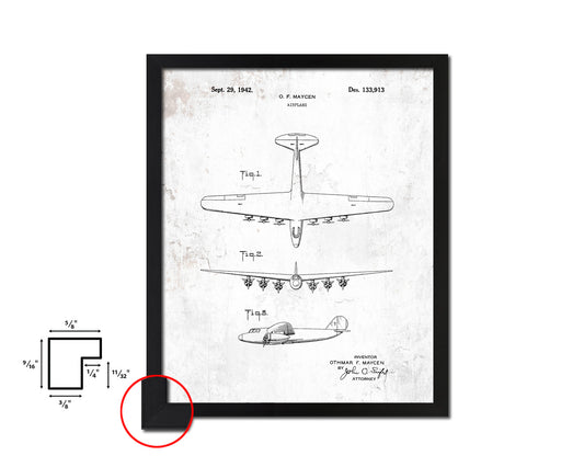 Airport Airplane Vintage Patent Artwork Black Frame Print Wall Art Decor Gifts