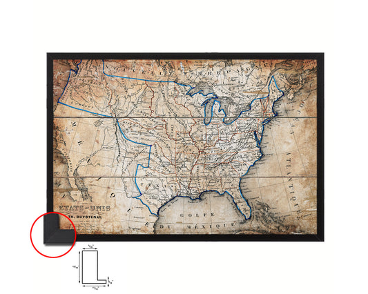 United States Antique Map Framed Print Art Wall Decor Gifts