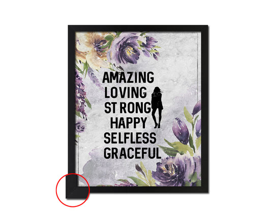 Amazing loving strong happy selfless graceful Bible, Scripture, Verse Framed Print Wall Art Decor Gifts