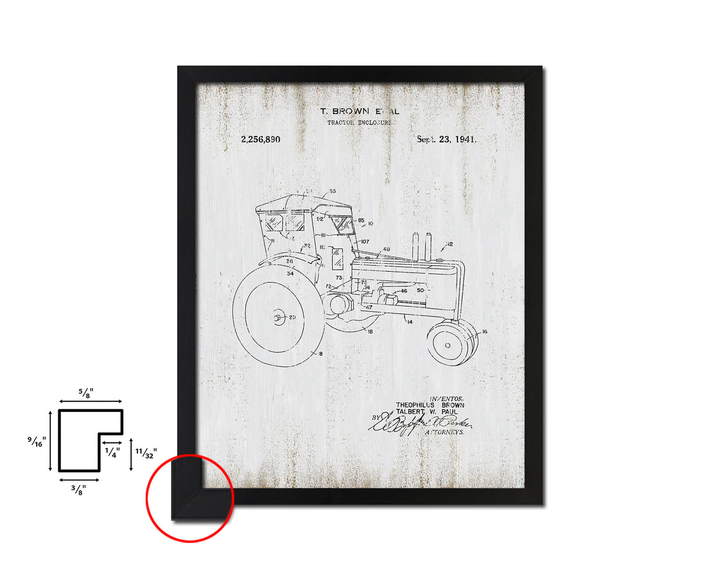 Tractor Enclosure Home Vintage Patent Artwork Black Frame Print Wall Art Decor Gifts