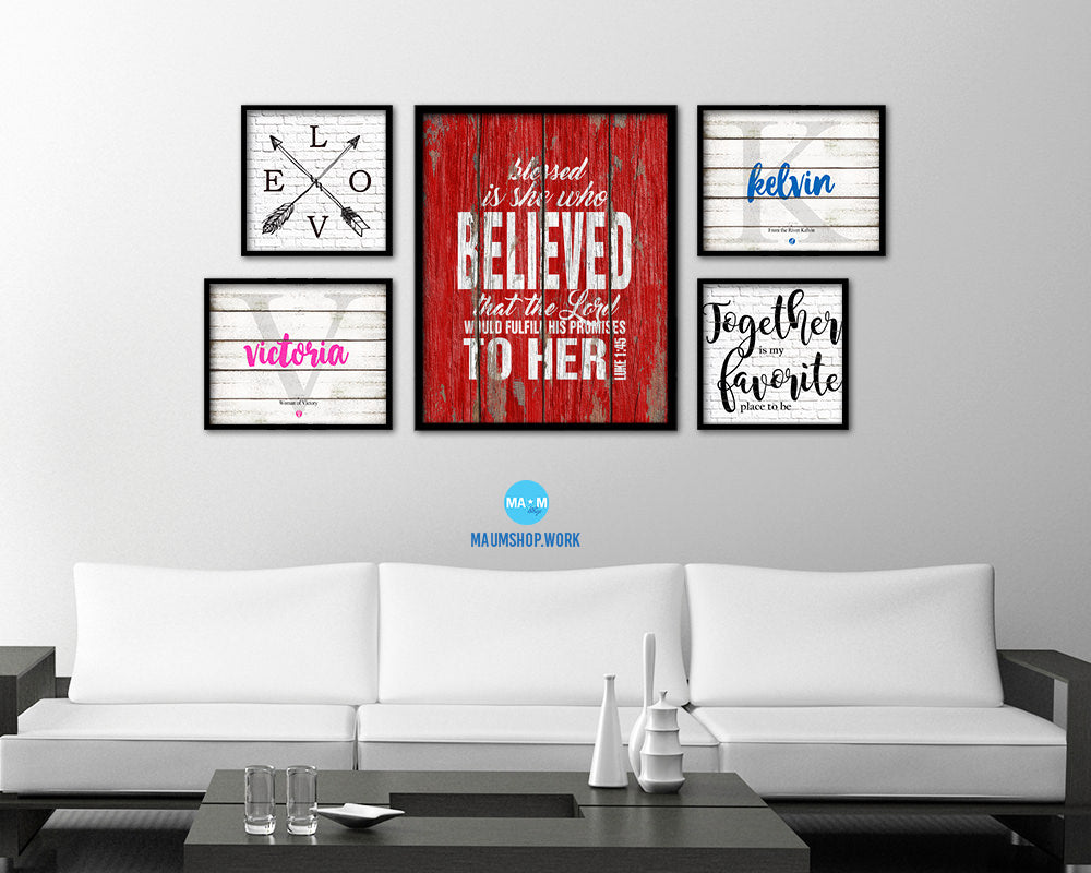 Blessed is she who believed that the Lord Quote Framed Print Home Decor Wall Art Gifts