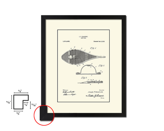 Snowshoe Sports Vintage Patent Artwork Black Frame Print Gifts