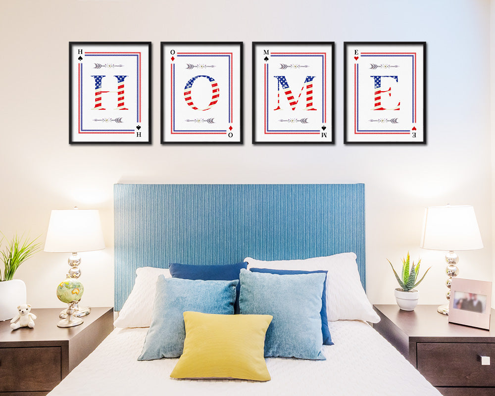 Letter I Custom Monogram Card Decks Clover American Flag Framed Print Wall Art Decor Gifts