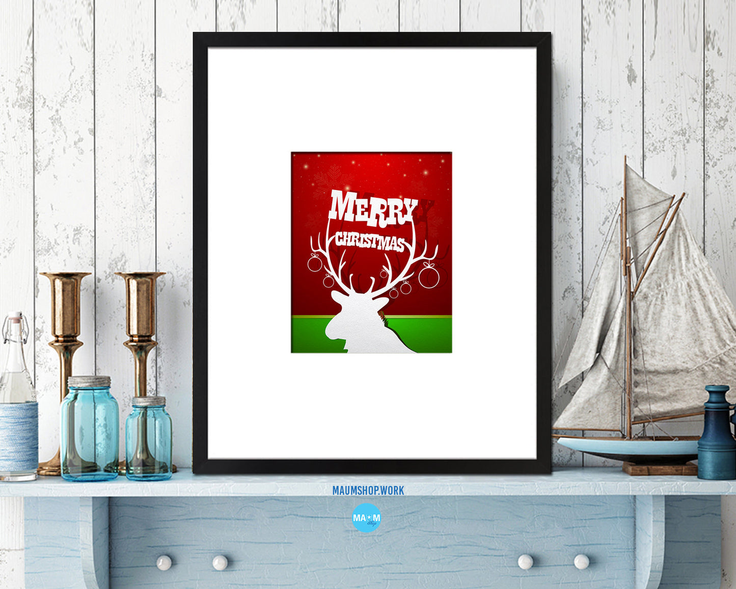 Merry Christmas Holiday Season Gifts Wood Framed Print Home Decor Wall Art