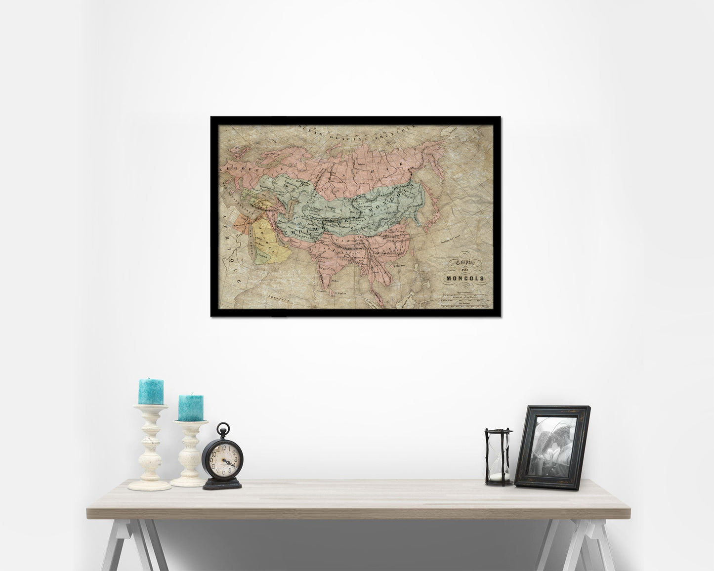 Mongolian Empire Asia Historical Map Framed Print Art Wall Decor Gifts