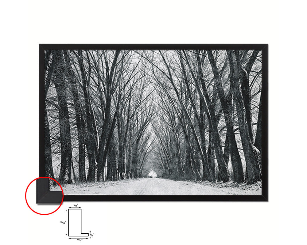 Tree black Silhouettes and White Snow Landscape Painting Print Art Frame Home Wall Decor Gifts