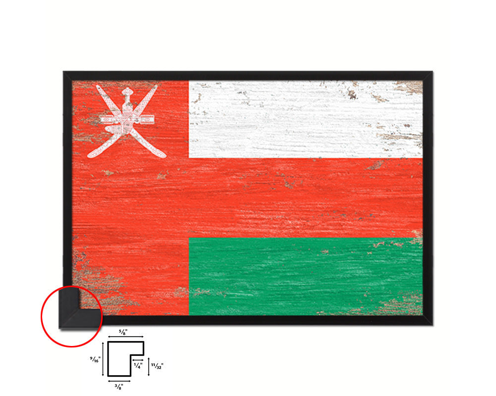 Oman Shabby Chic Country Flag Wood Framed Print Wall Art Decor Gifts