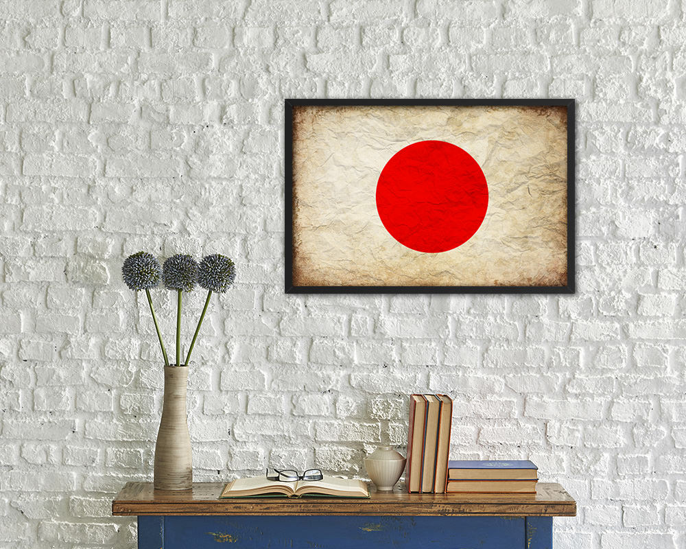 Japan Country Vintage Flag Wood Framed Print Wall Art Decor Gifts