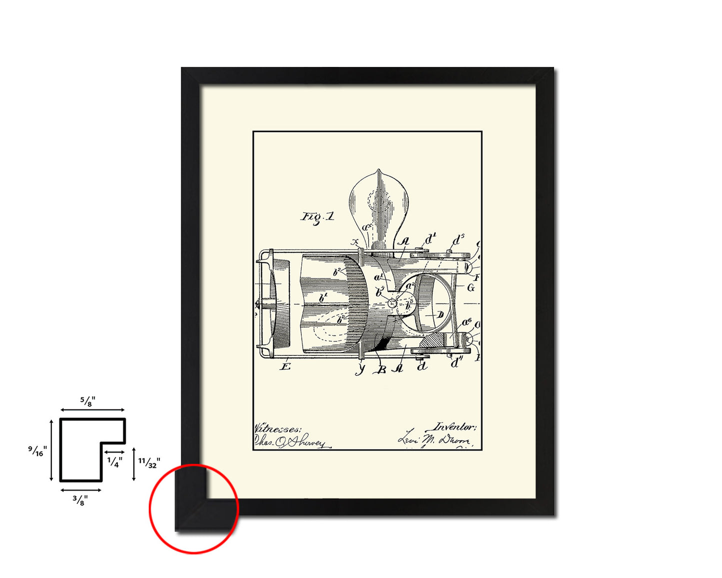 Lemon Squeezer Kitchen Vintage Patent Artwork Black Frame Print Wall Art Decor Gifts