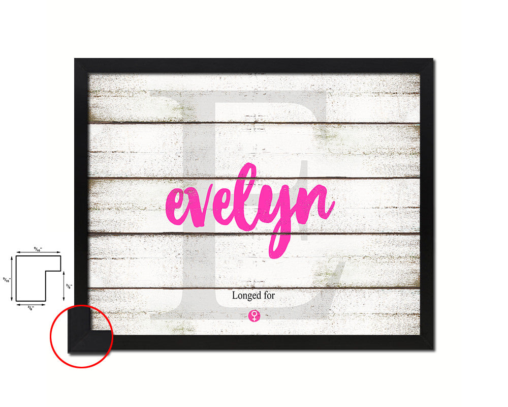 Evelyn Personalized Biblical Name Plate Art Framed Print Kids Baby Room Wall Decor Gifts