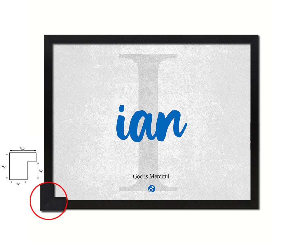 Ian Personalized Biblical Name Plate Art Framed Print Kids Baby Room Wall Decor Gifts