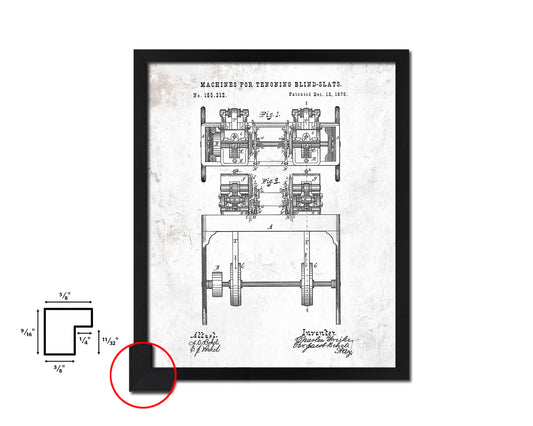 Tenoning Blind-Slats Machine Vintage Patent Artwork Black Frame Print Gifts