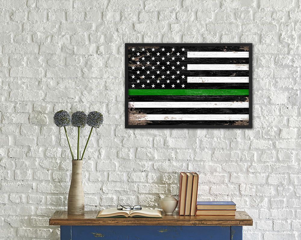 Thin Green Line Support Border Patrol American Shabby Chic Military FlagArt