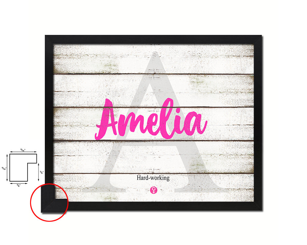 Amelia Personalized Biblical Name Plate Art Framed Print Kids Baby Room Wall Decor Gifts