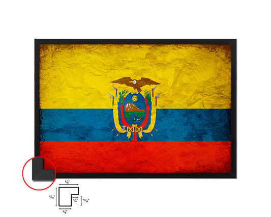 Ecuador Country Vintage Flag Wood Framed Print Wall Art Decor Gifts