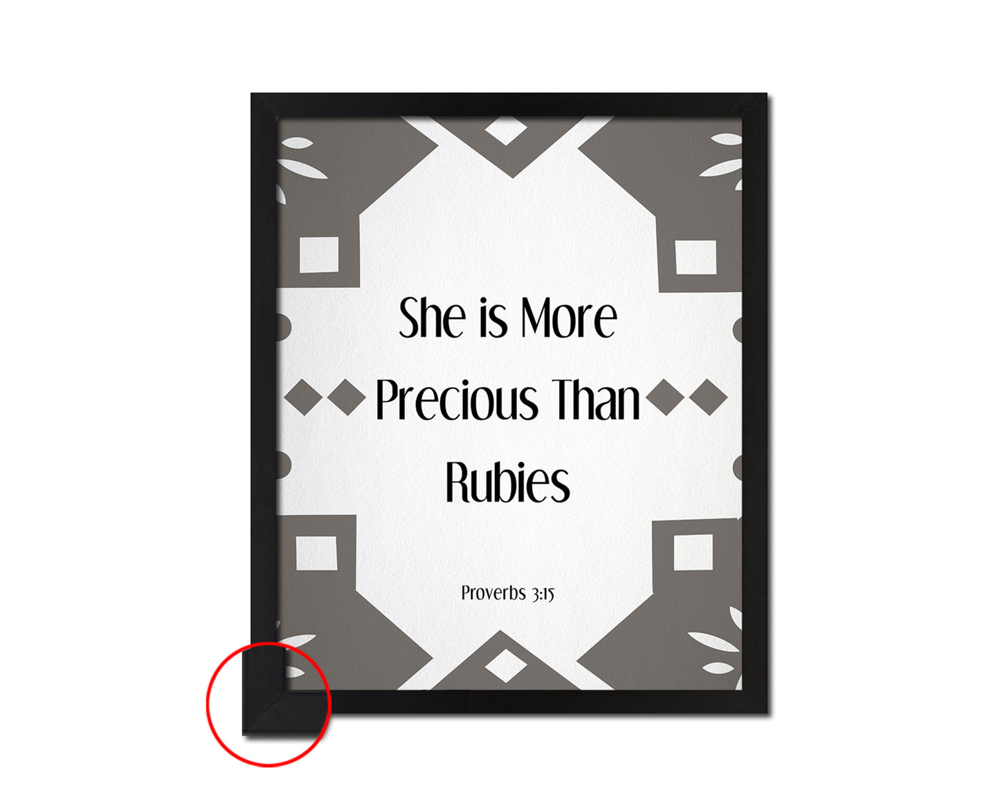 She is more precious than rubies, Proverbs 3:5 Bible Verse Scripture Frame Print