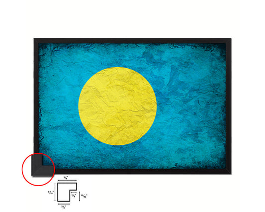 Palau Country Vintage Flag Wood Framed Print Wall Art Decor Gifts