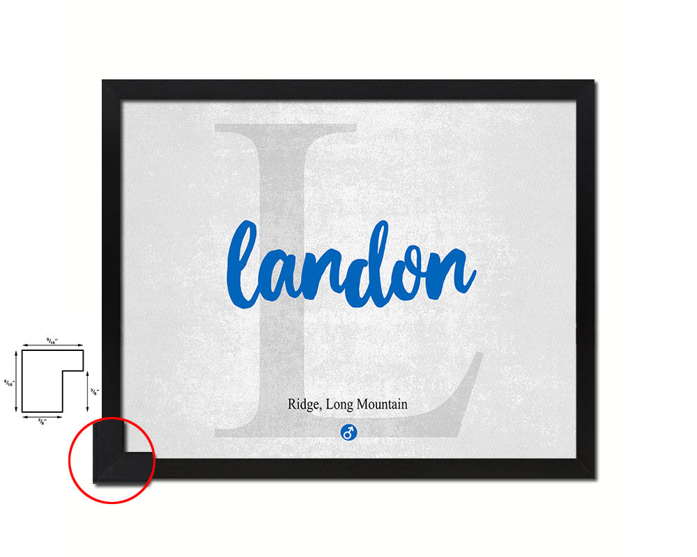 Landon Personalized Biblical Name Plate Art Framed Print Kids Baby Room Wall Decor Gifts