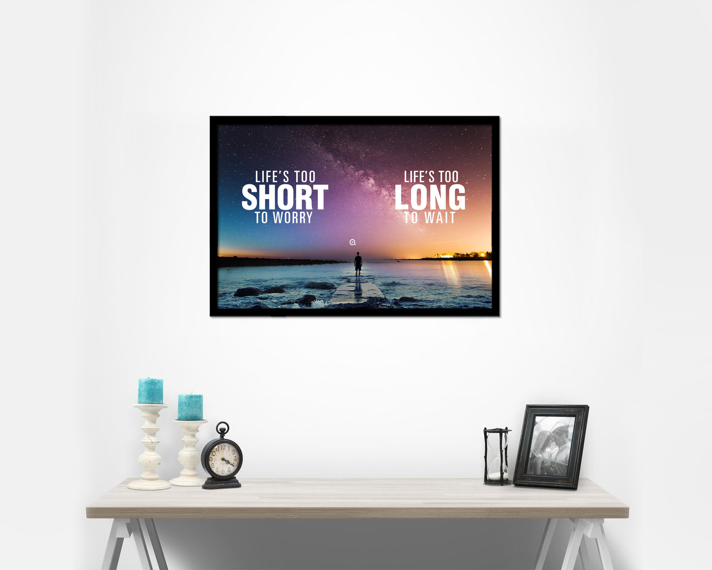 Life is too short to worry Life is too long to wait Quote Framed Print Wall Decor Art Gifts