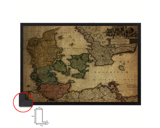 Denmark Centuries Latin Vintage Map Framed Print Art Wall Decor Gifts