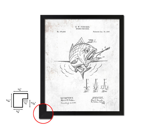 Spring Fish Hook Fishing Vintage Patent Artwork Black Frame Print Wall Art Decor Gifts