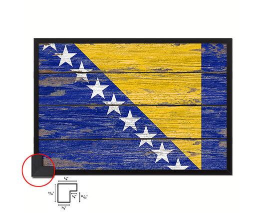 Bosnia Country Wood Rustic National Flag Wood Framed Print Wall Art Decor Gifts