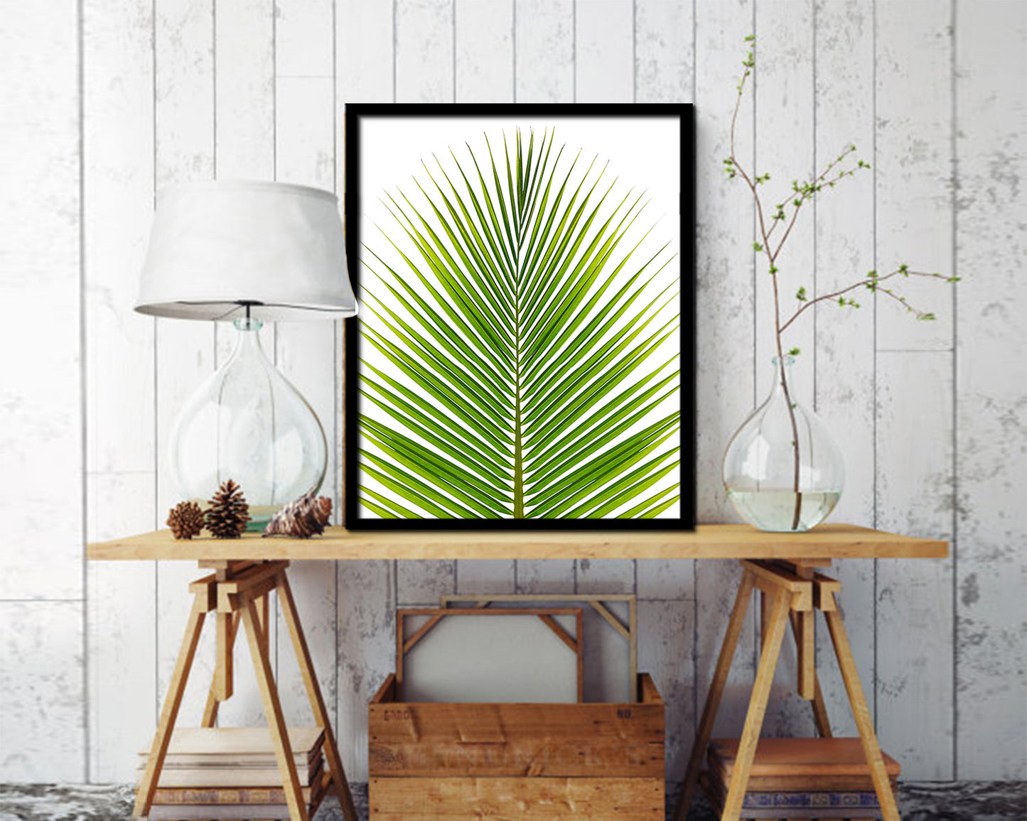 The Coconut Palm Leaves Tropical Leaf Botanical Framed Print Home Decor Wall Art Gifts