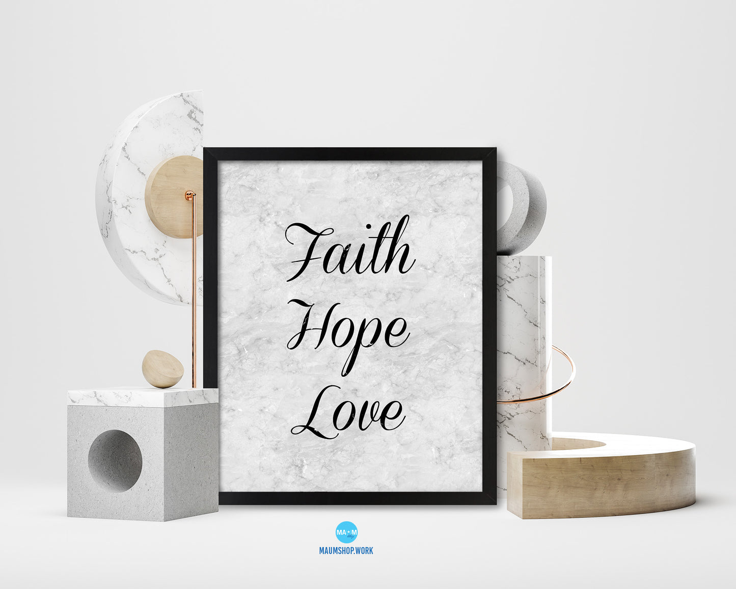 Faith Hope Love Bible Scripture Verse Framed Print Wall Art Decor Gifts