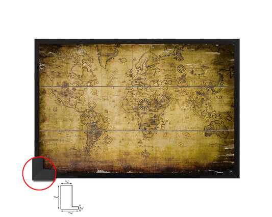 World Antique Map Framed Print Art Wall Decor Gifts