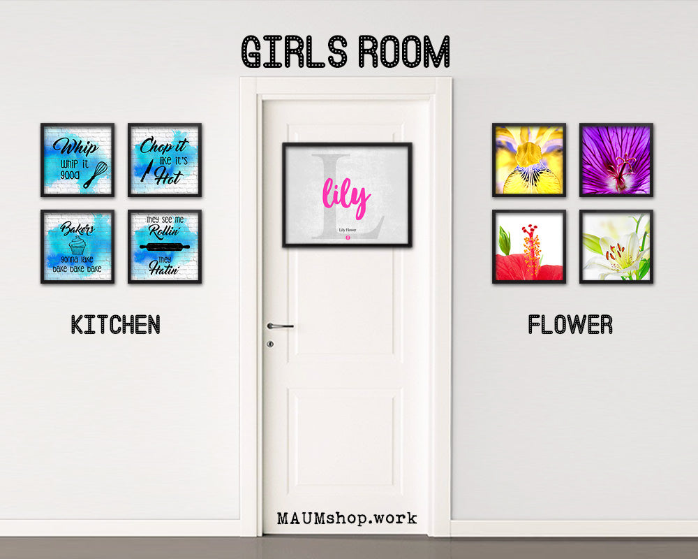 Lily Personalized Biblical Name Plate Art Framed Print Kids Baby Room Wall Decor Gifts