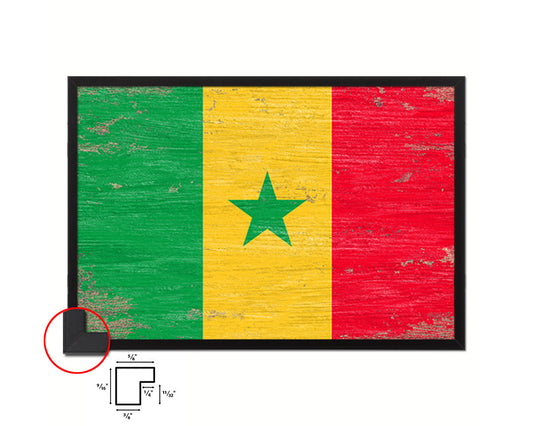 Senegal Shabby Chic Country Flag Wood Framed Print Wall Art Decor Gifts