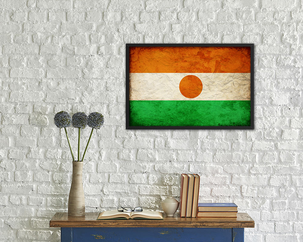 Niger Country Vintage Flag Wood Framed Print Wall Art Decor Gifts