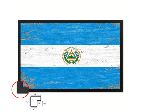 El Salvador Shabby Chic Country Flag Wood Framed Print Wall Art Decor Gifts