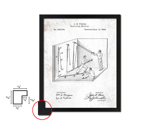 Exercise Machine Sports Vintage Patent Artwork Black Frame Print Gifts