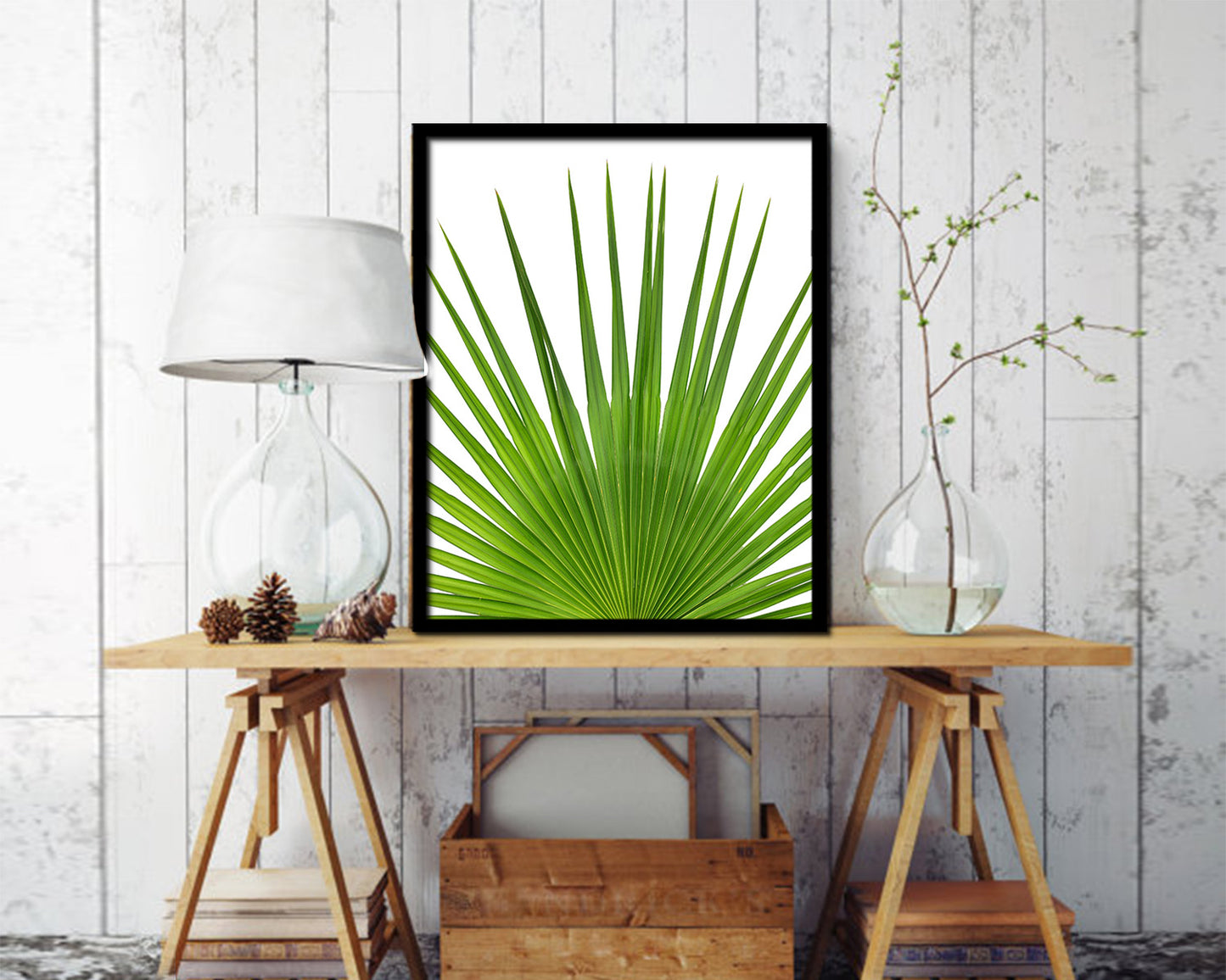 Palm Tropical Leaf Framed Print Sign Decor Wall Art Gifts