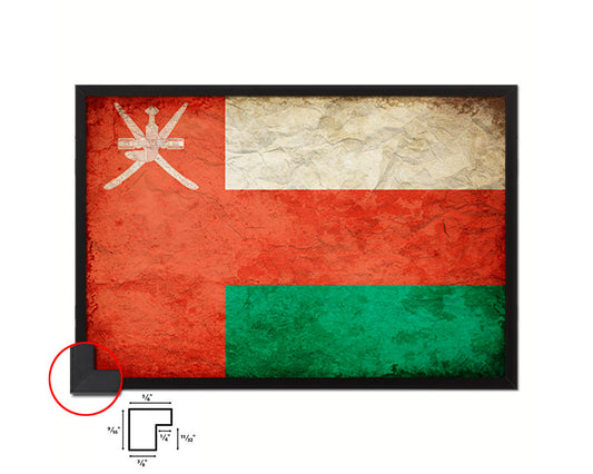 Oman Country Vintage Flag Wood Framed Print Wall Art Decor Gifts